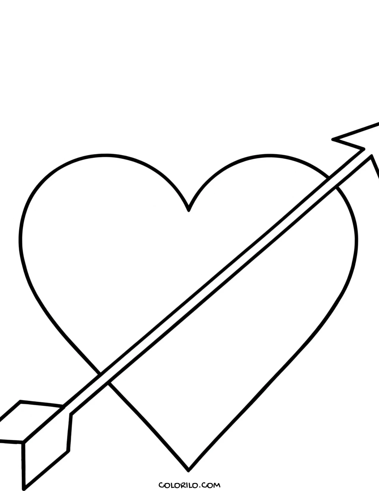 A heart pierced by an arrow coloring page