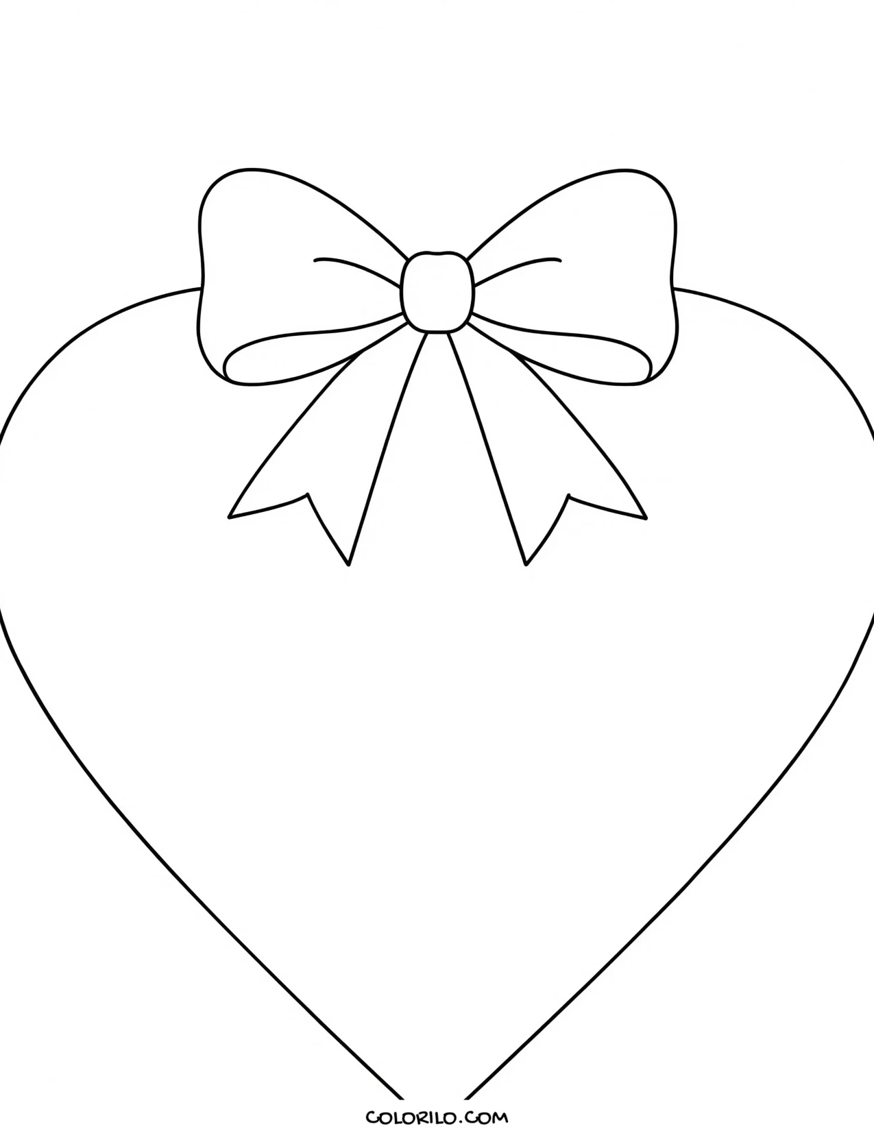 A heart tied with a bow coloring page