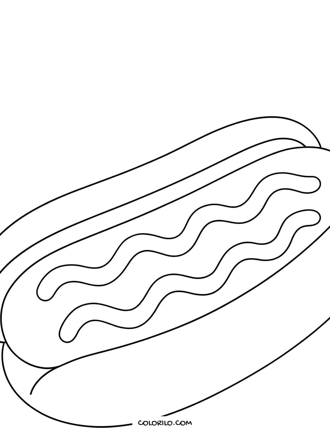A hot dog in its bun coloring page