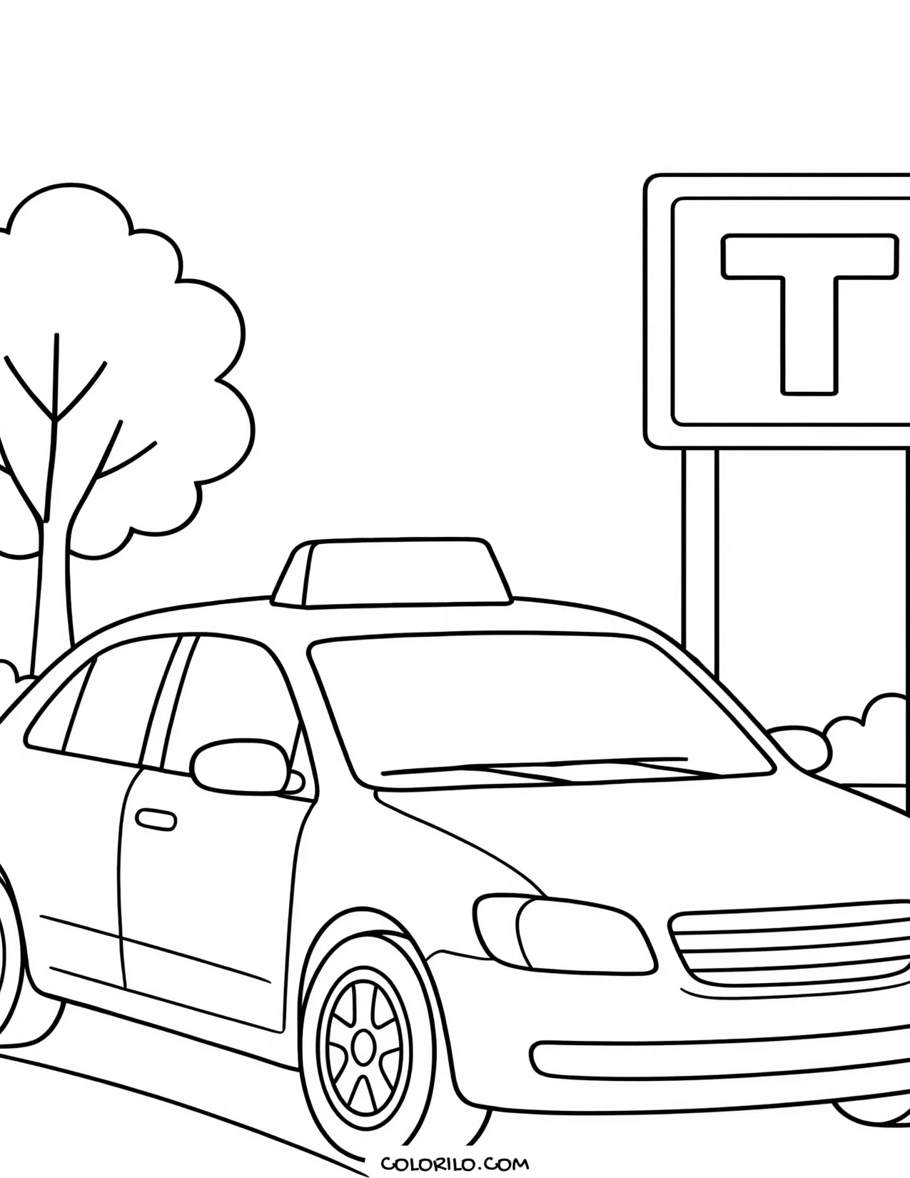 A hot rod seen from the front coloring page