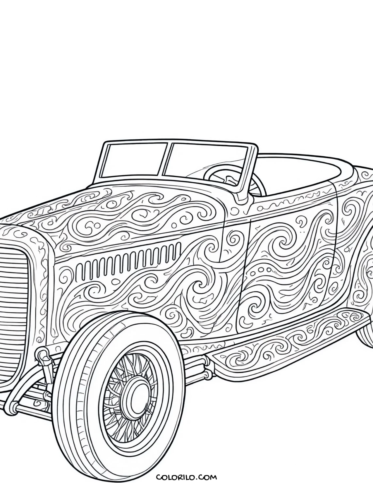 An ice cream van parked in the park coloring page
