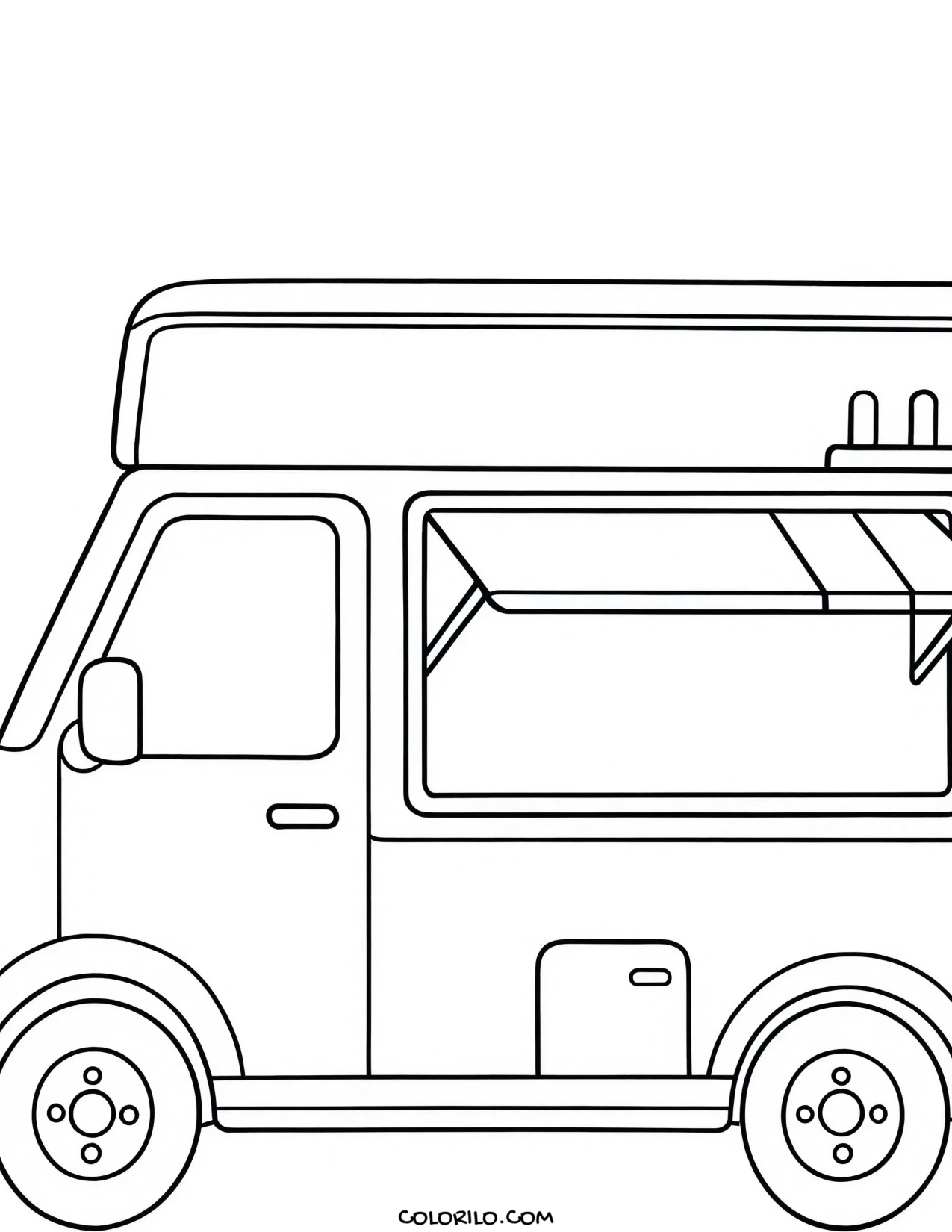 An ice cream van coloring page
