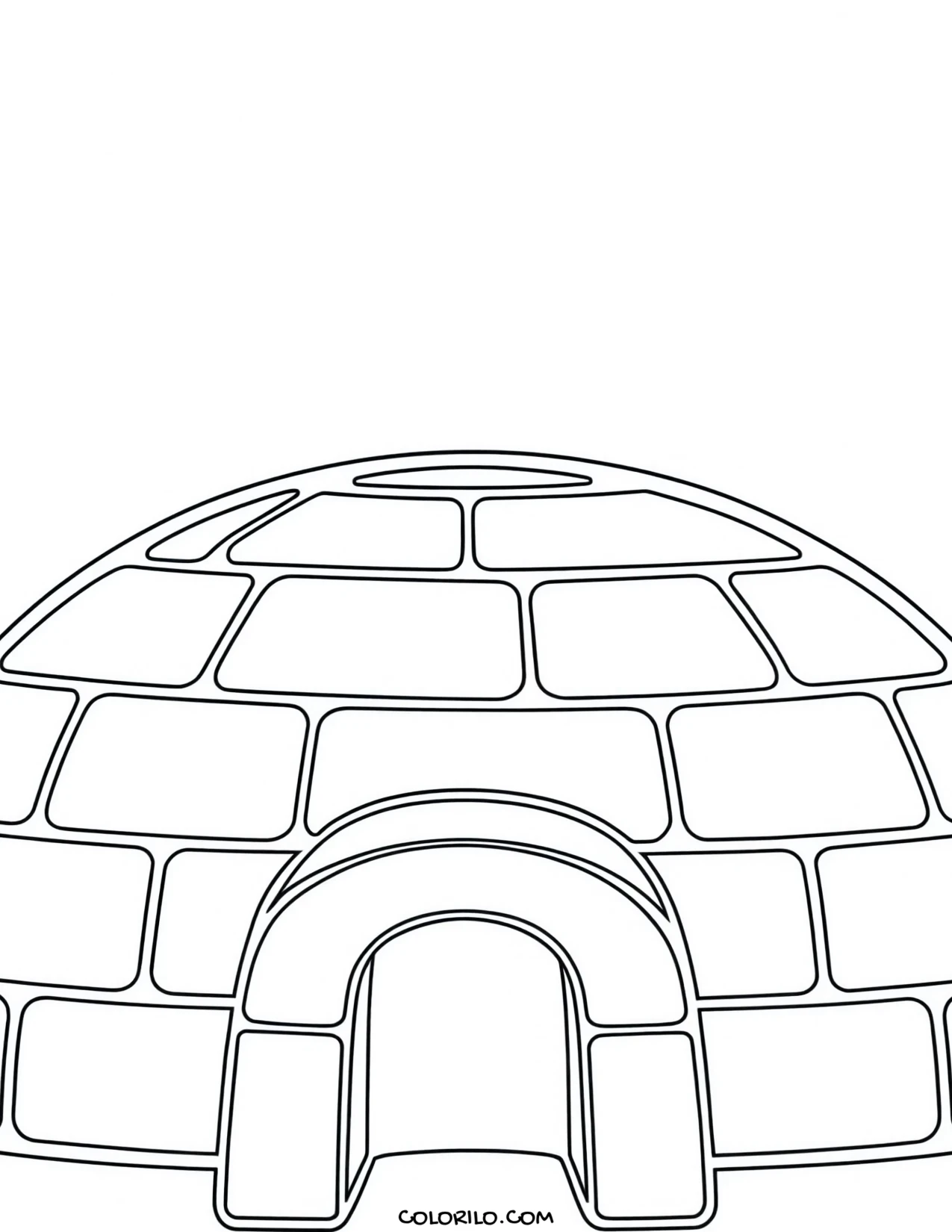 An igloo built from snow blocks coloring page