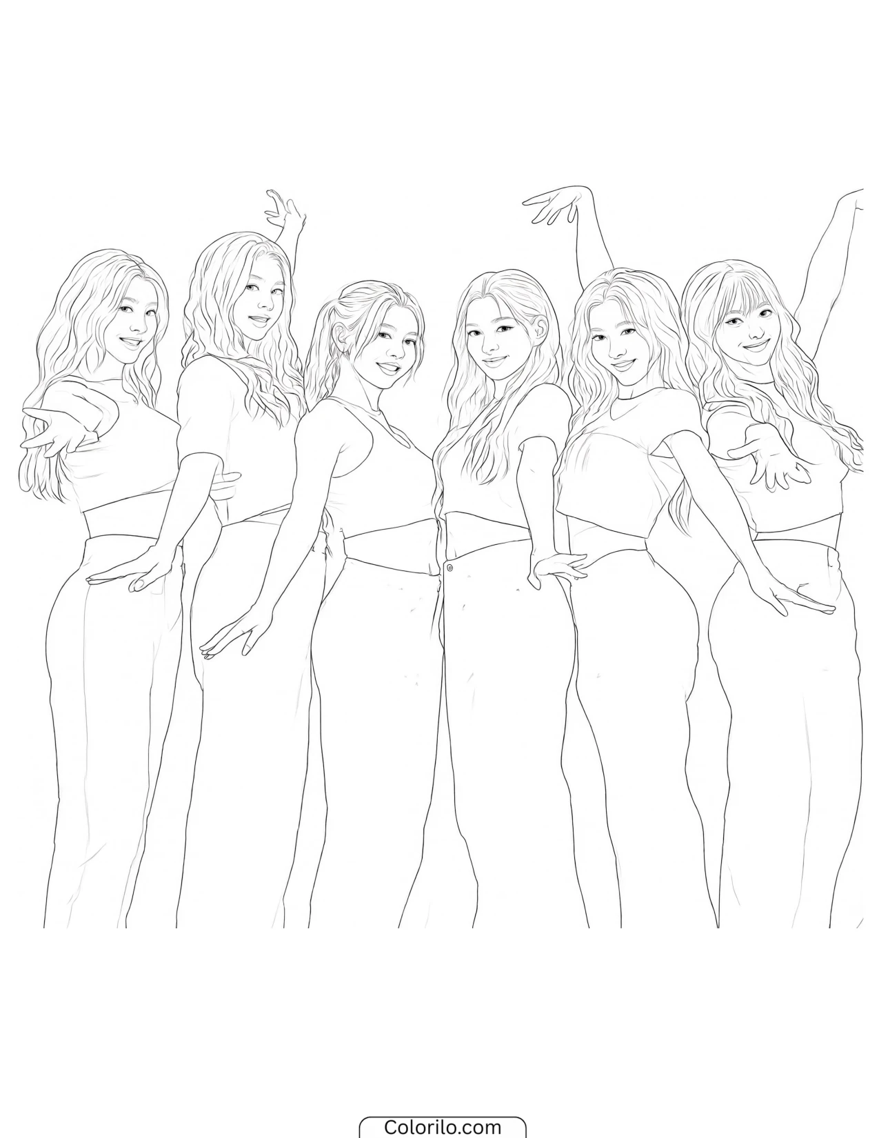 KATSEYE dancing side by side coloring page