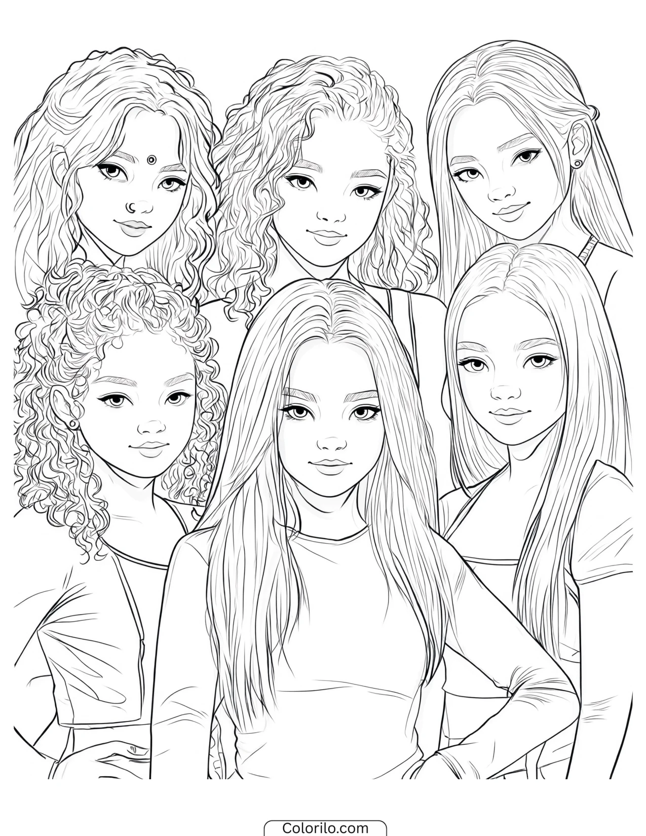 Lara, Manon, Sophia, Megan, Daniela and Yoonchae together coloring page