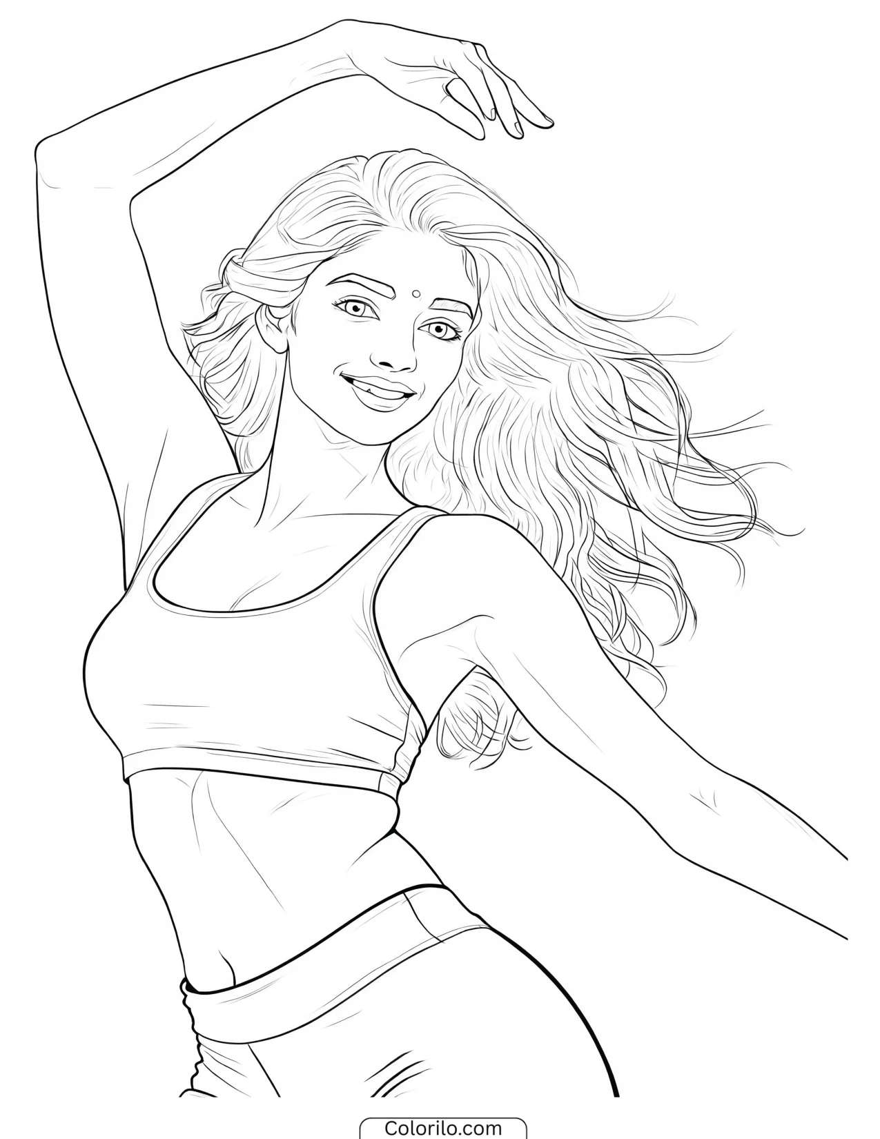 Lara of KATSEYE in a sharp dance isolation coloring page
