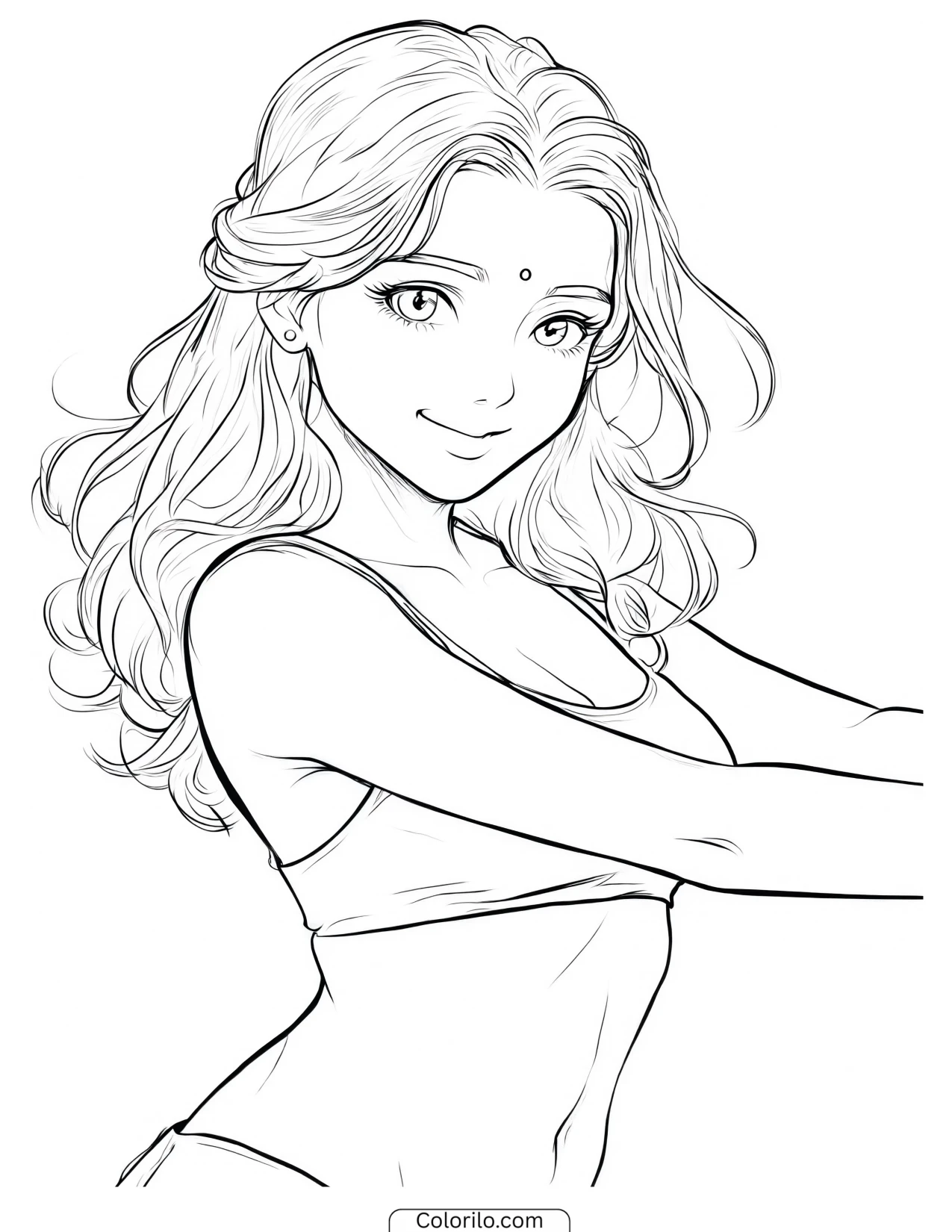 Lara of KATSEYE performing a wave dance move coloring page