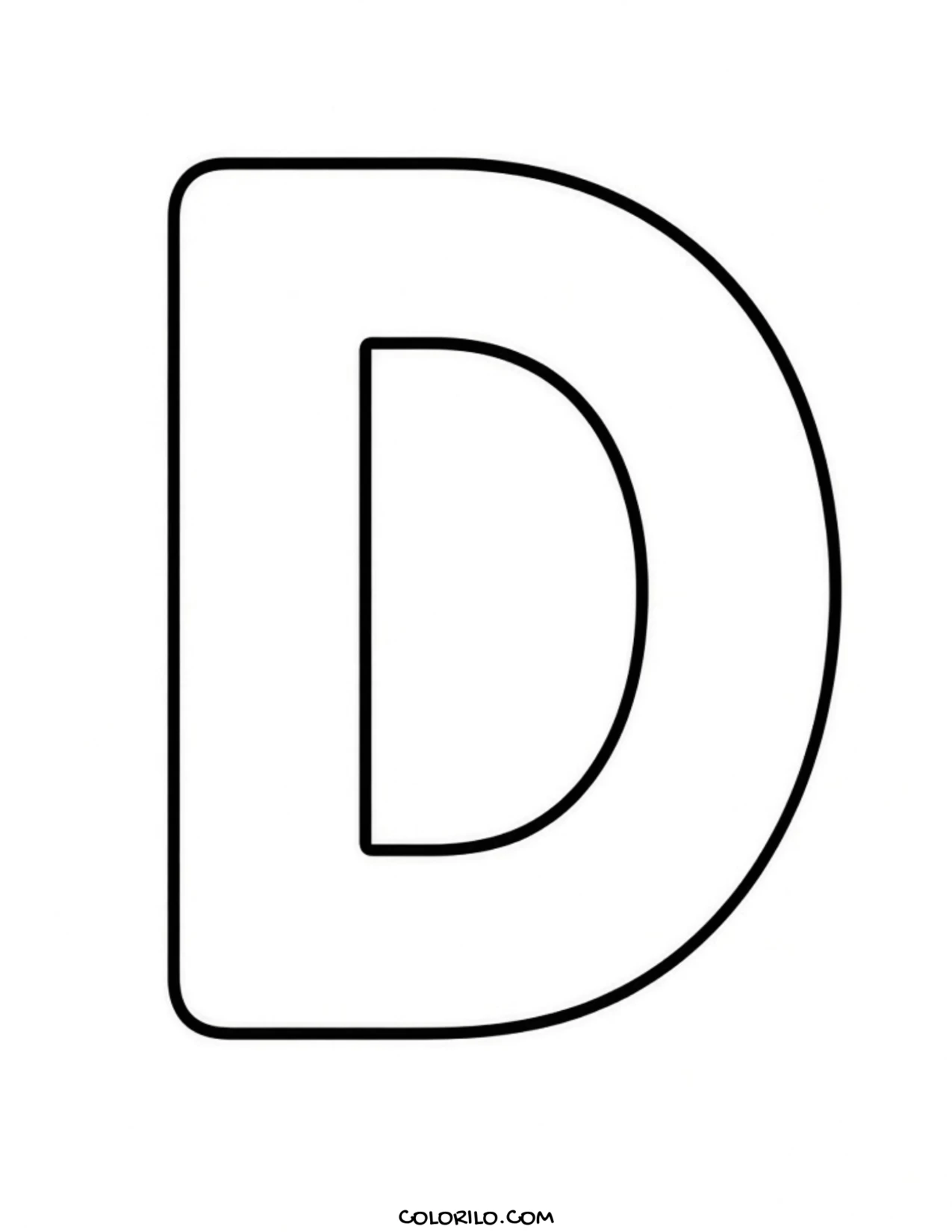 The letter D coloring page