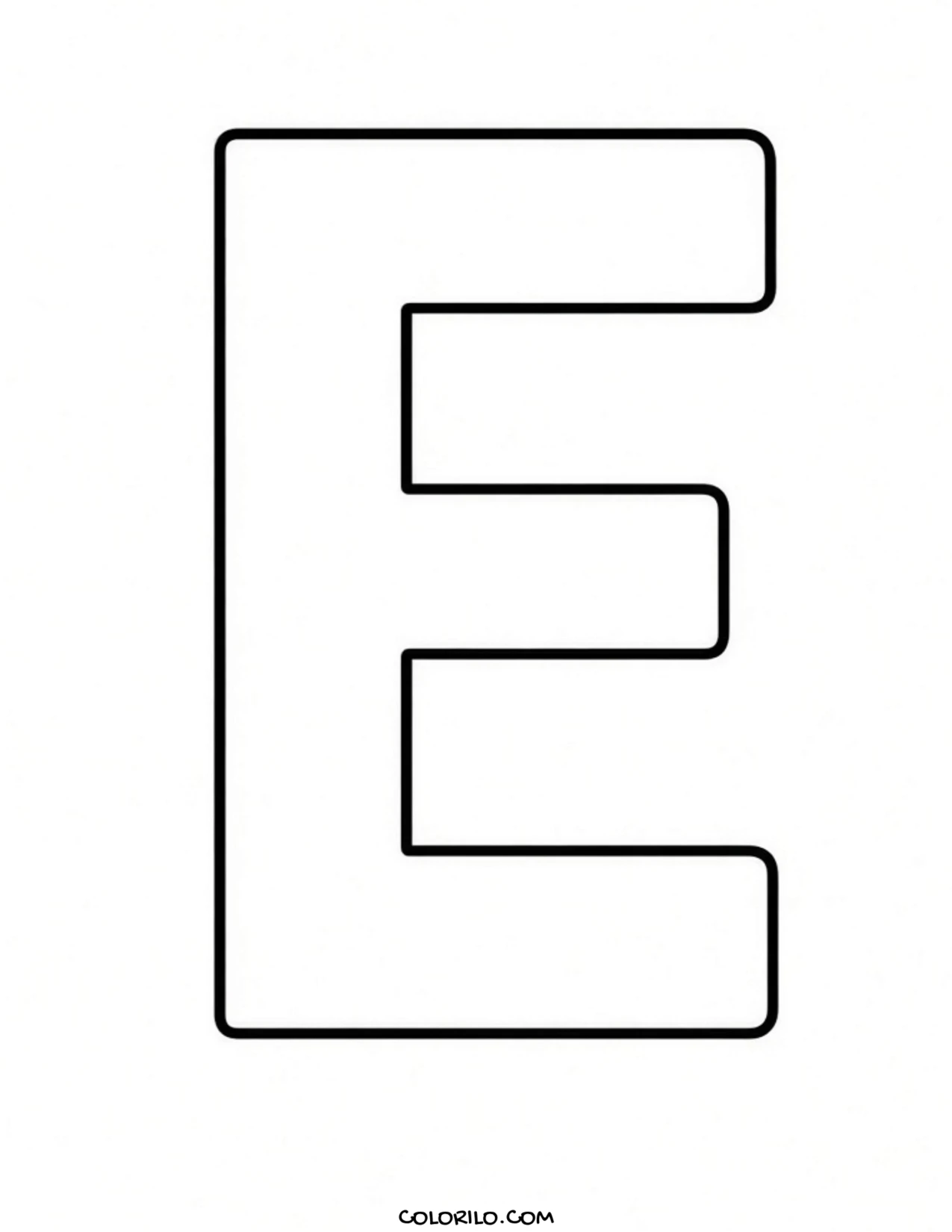 The letter E coloring page