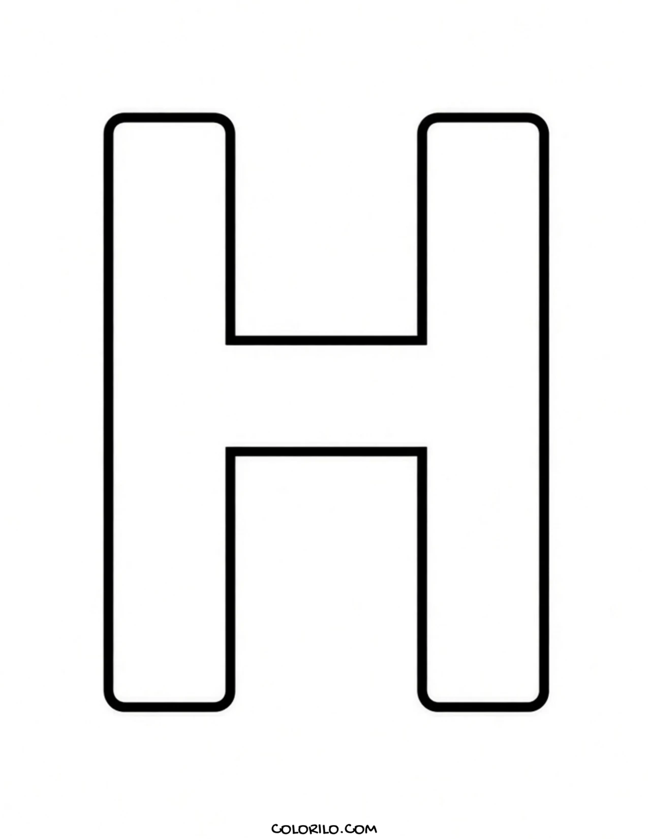 The letter H coloring page