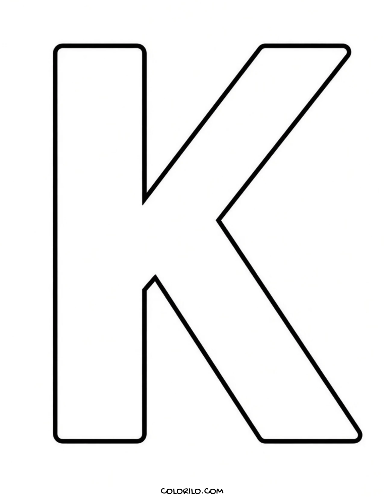 The letter K coloring page