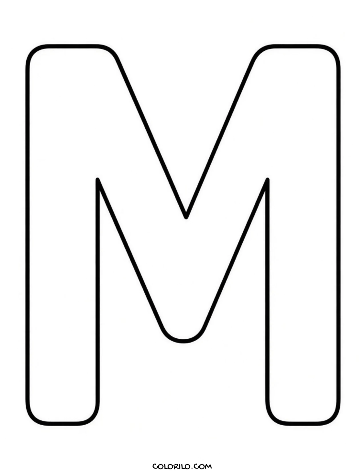 The letter M coloring page