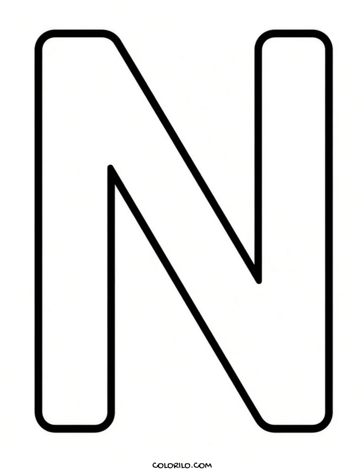 The letter N coloring page