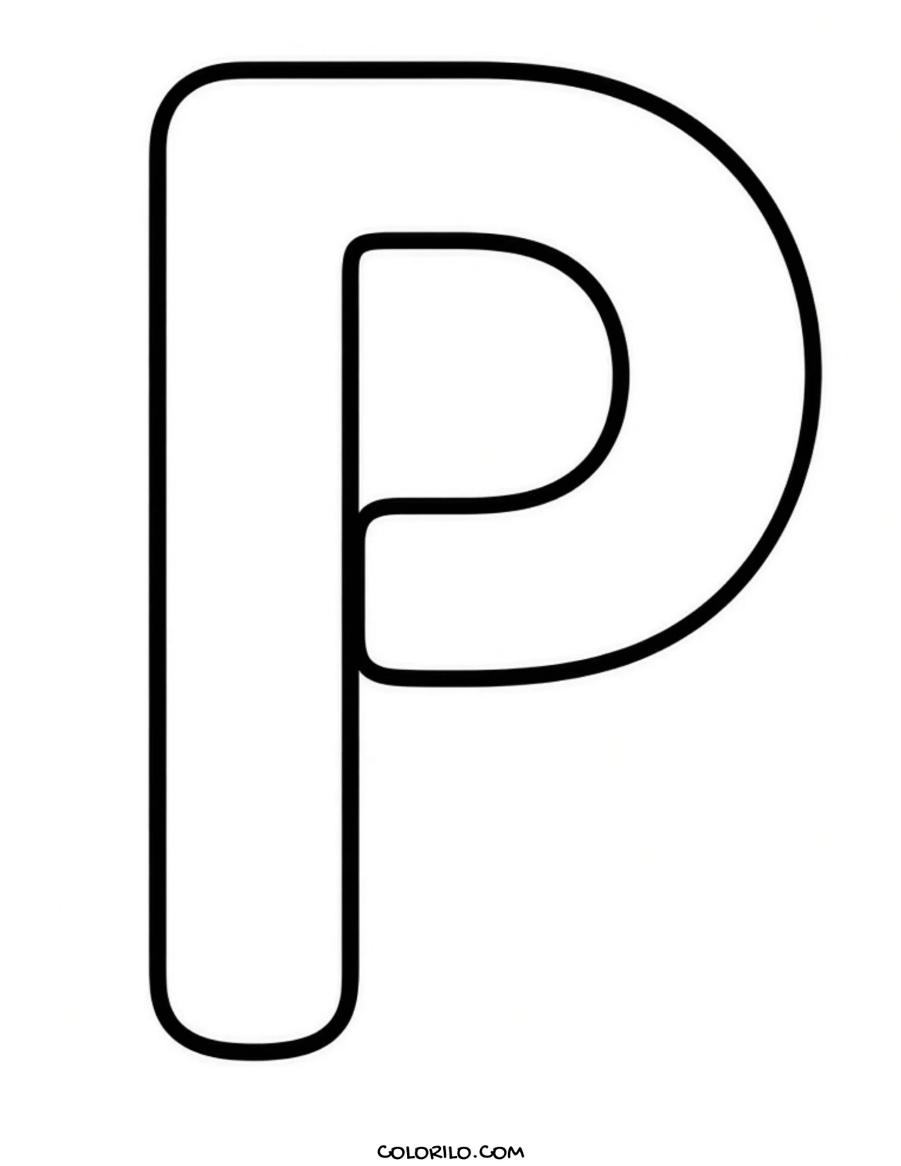 The letter P coloring page