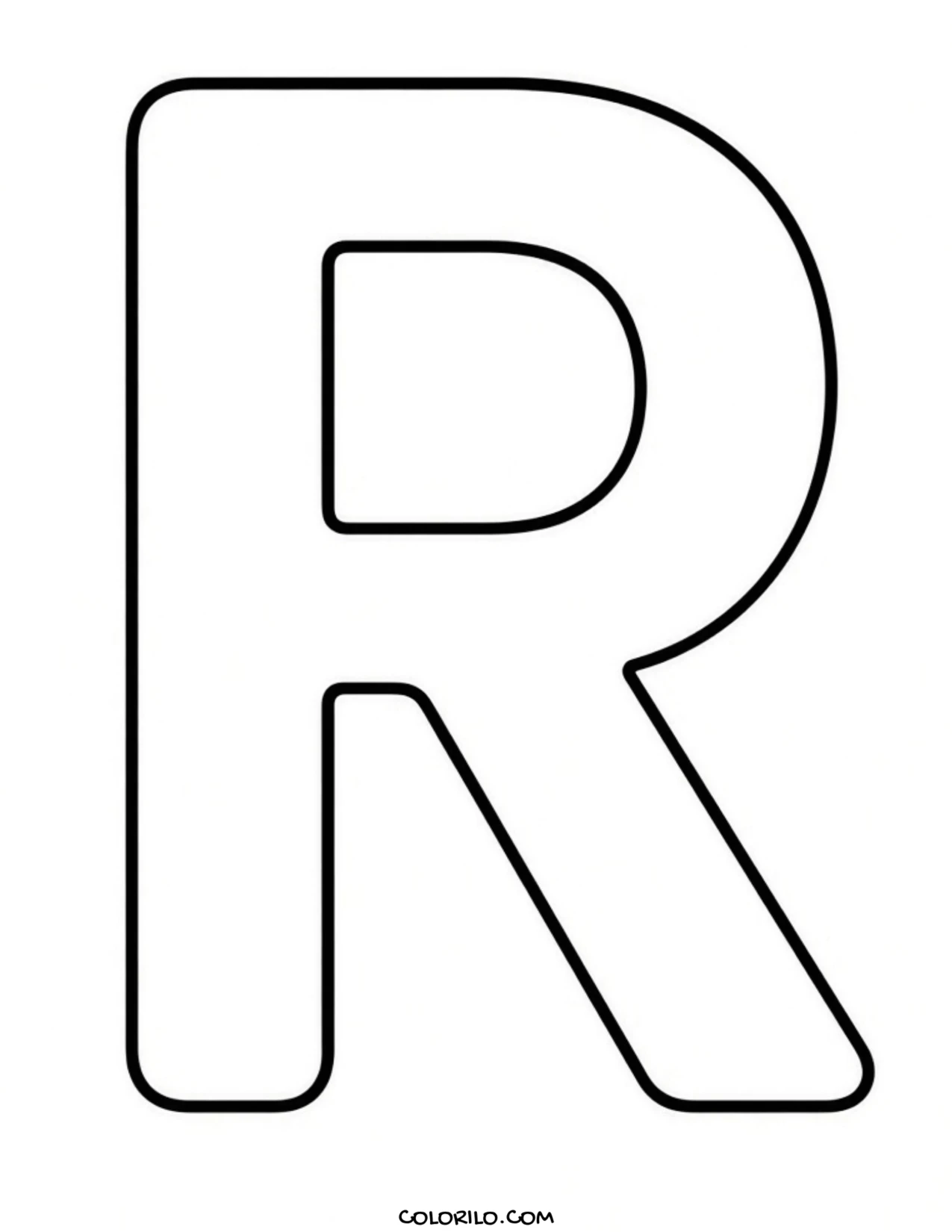 The letter R coloring page