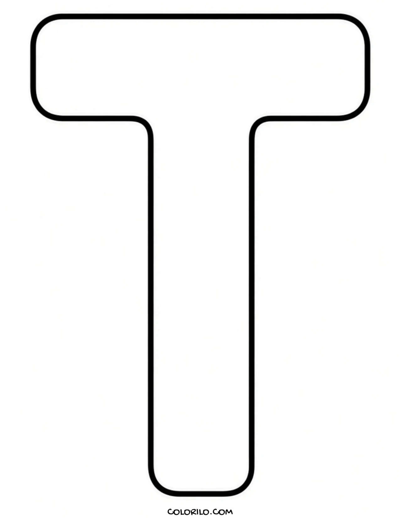 The letter T coloring page
