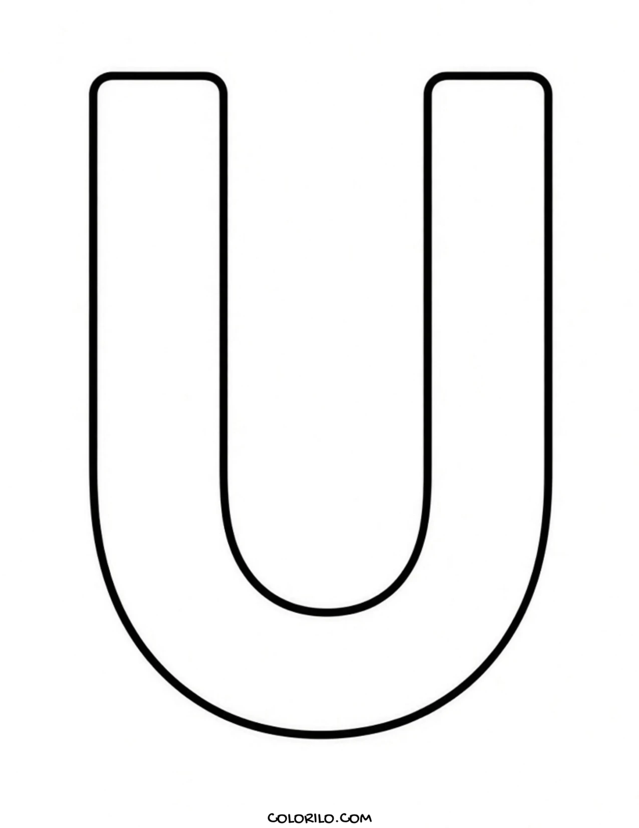 The letter U coloring page