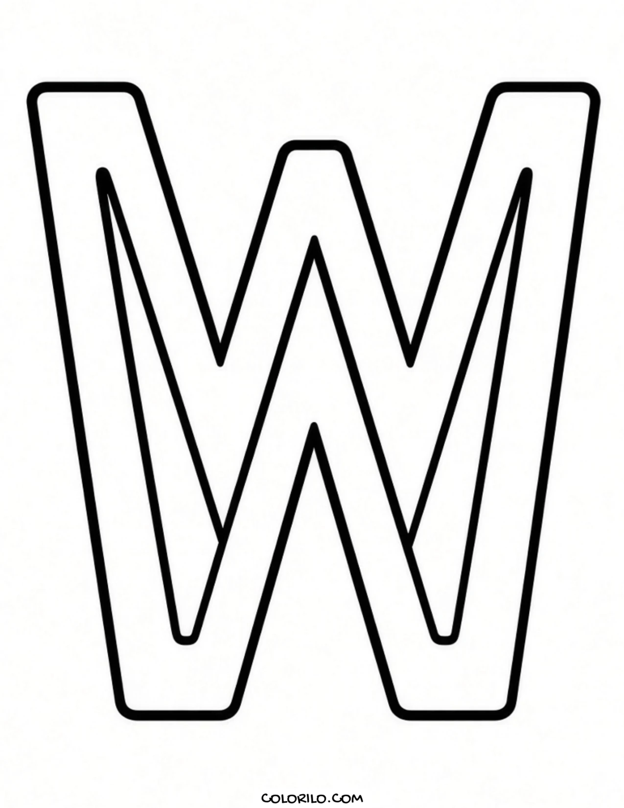 The letter W coloring page