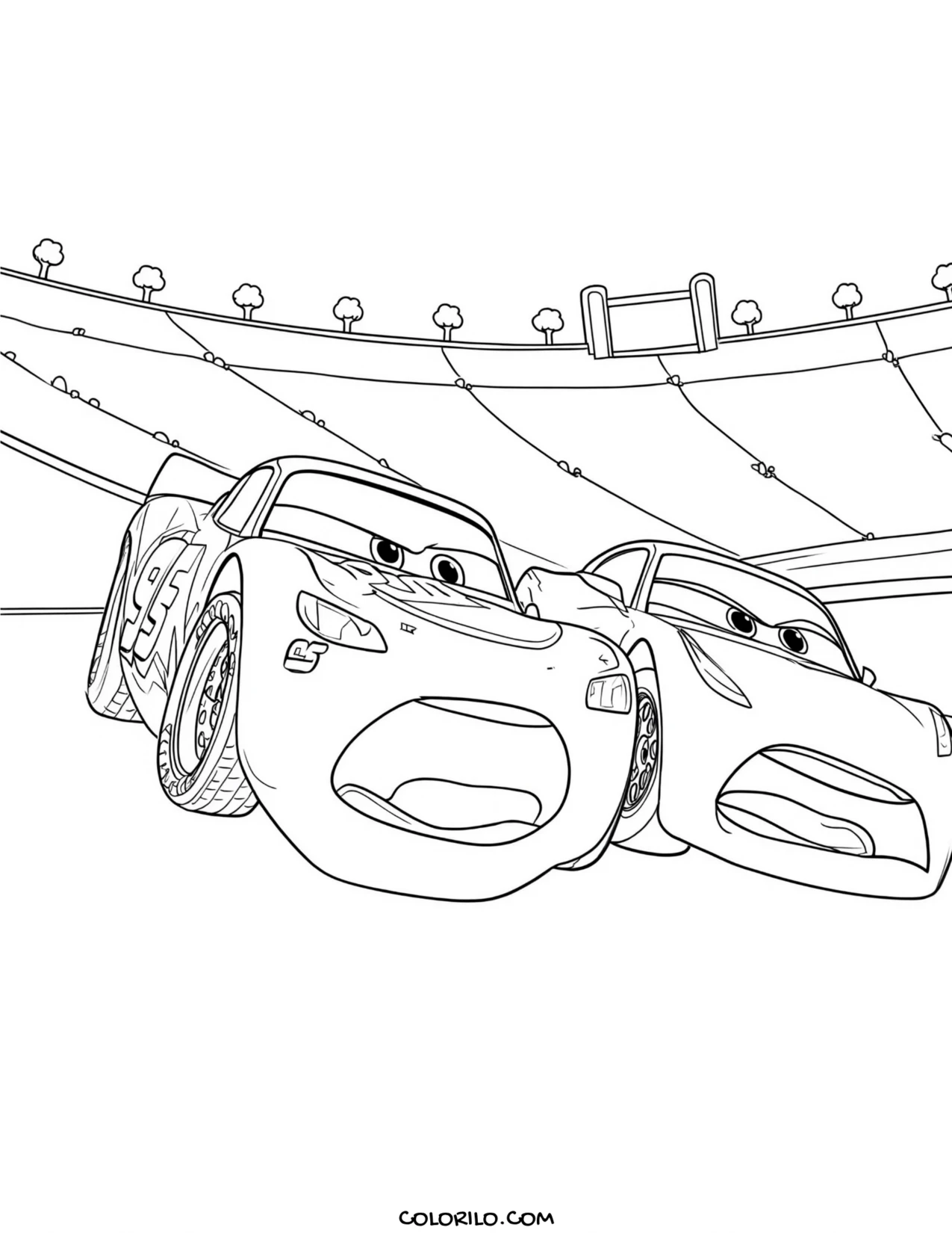 Lightning McQueen with Cruz Ramirez coloring page