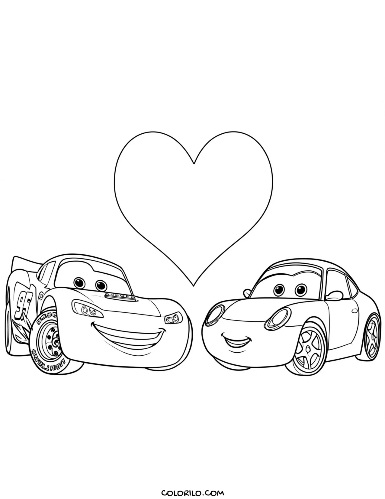 Lightning McQueen with Sally coloring page