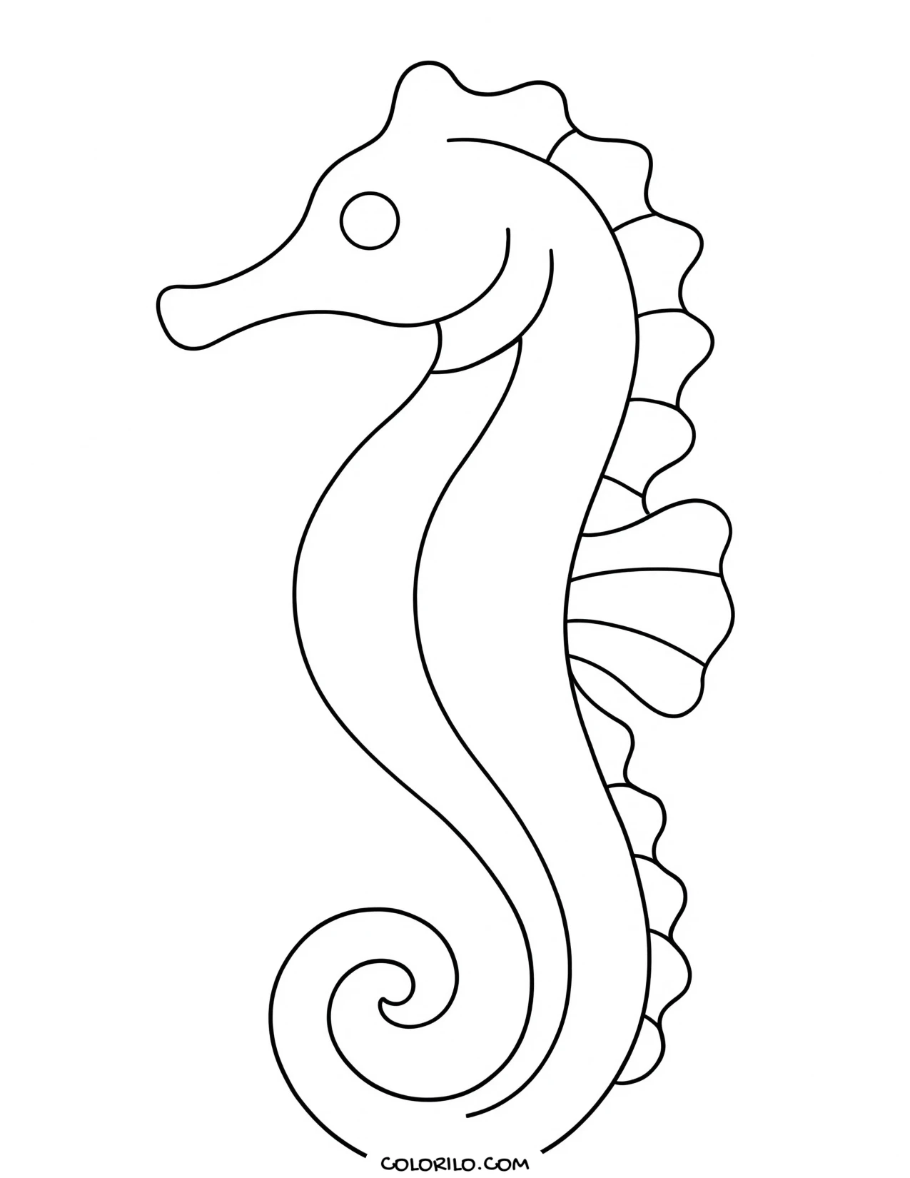 A lined seahorse in an upright pose coloring page