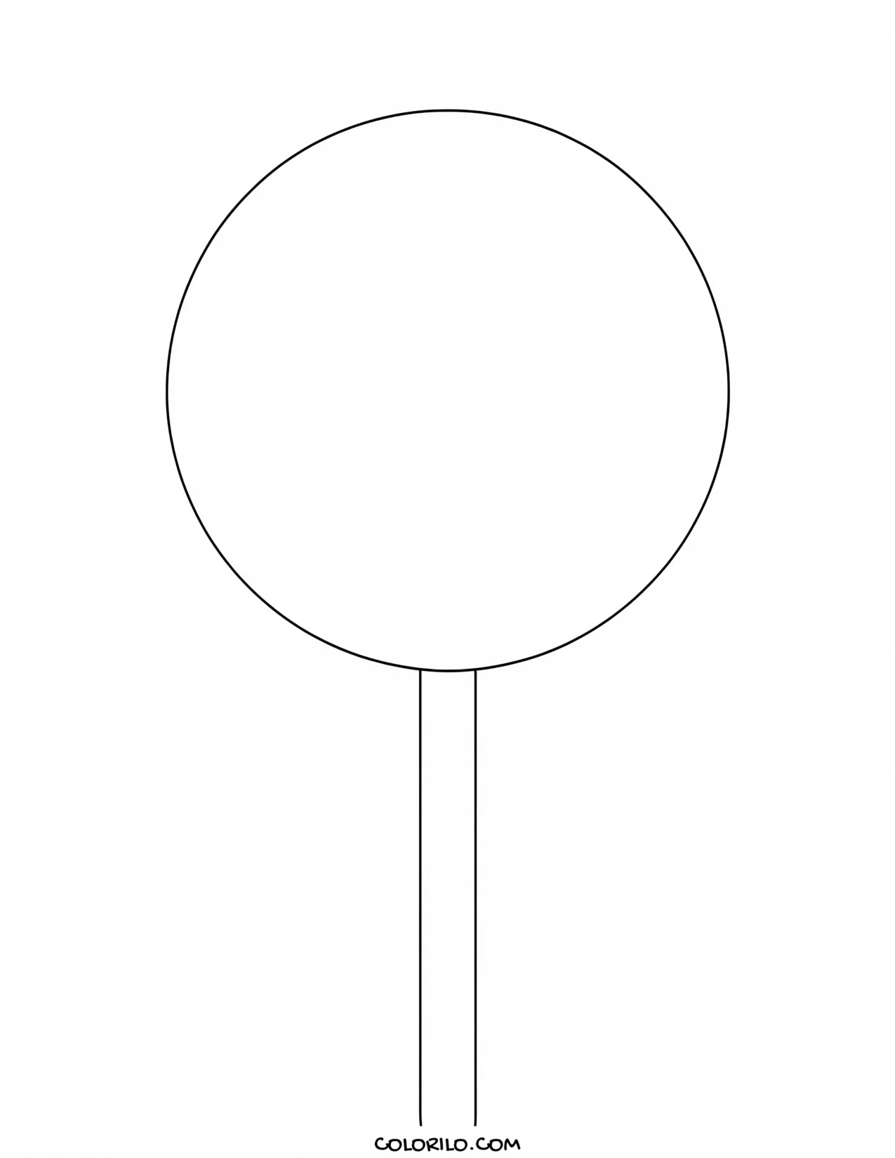 A round lollipop on a stick coloring page
