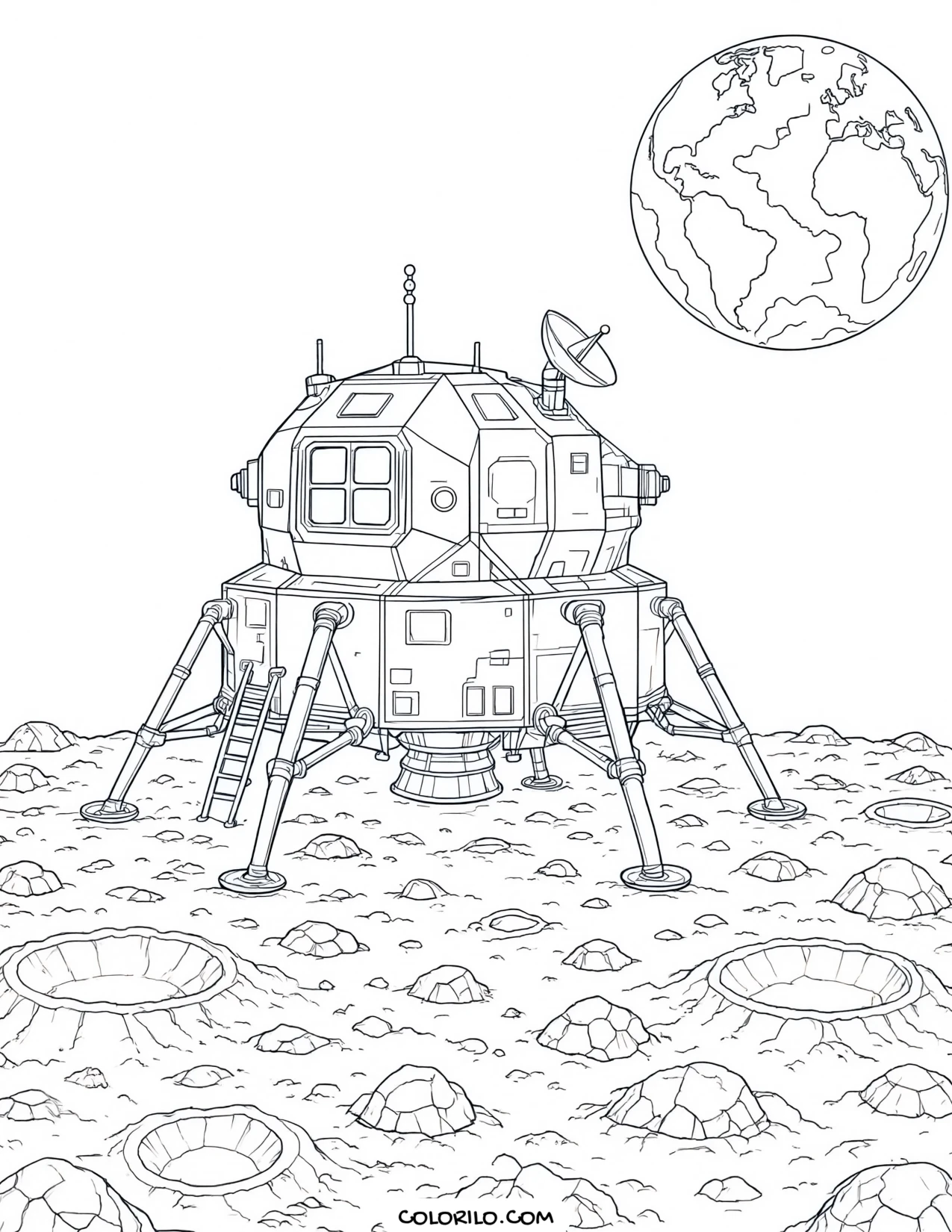 A lunar landing module coloring page