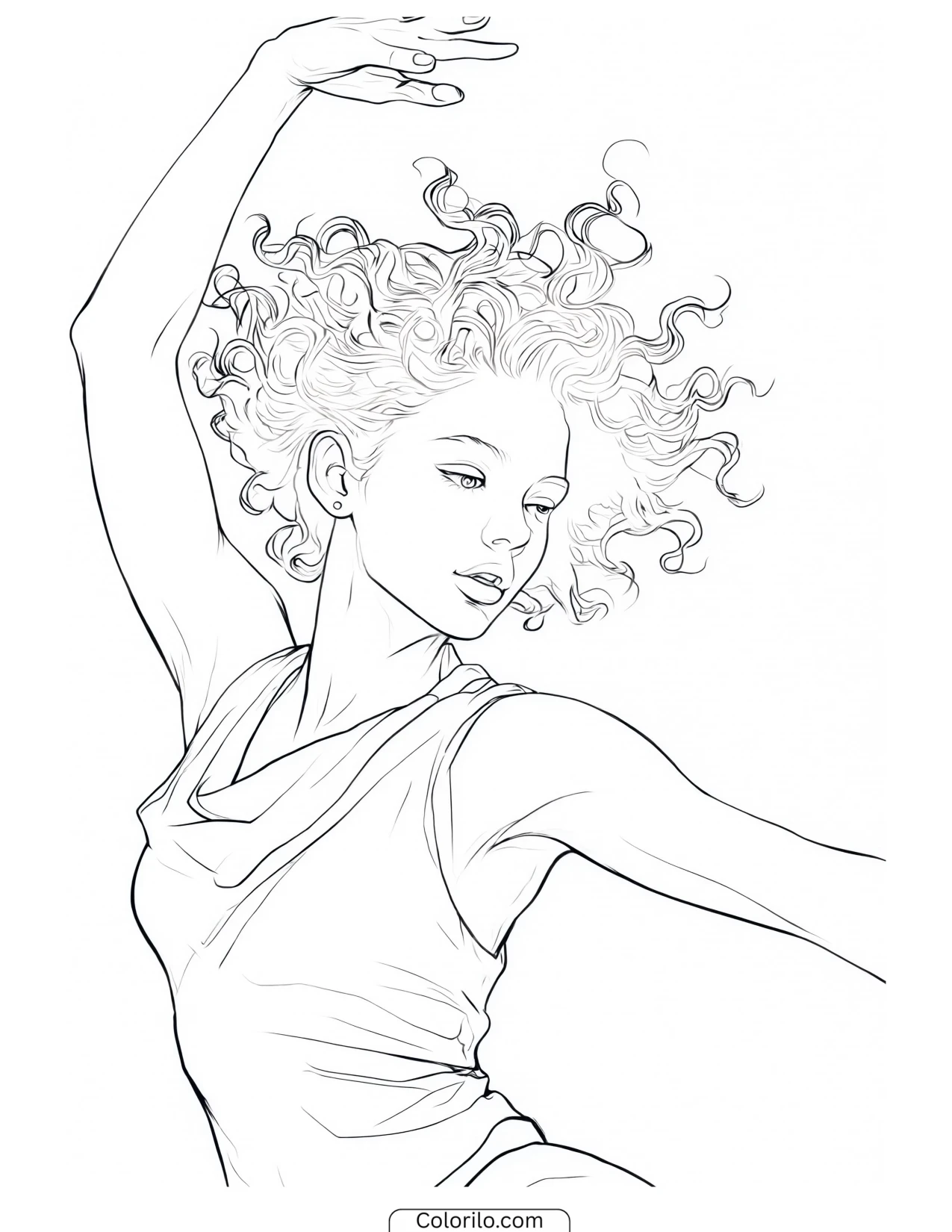 Manon of KATSEYE dancing with fluid movement coloring page
