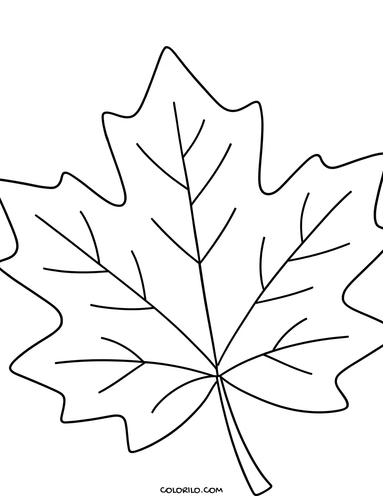 a single maple leaf with five points coloring page