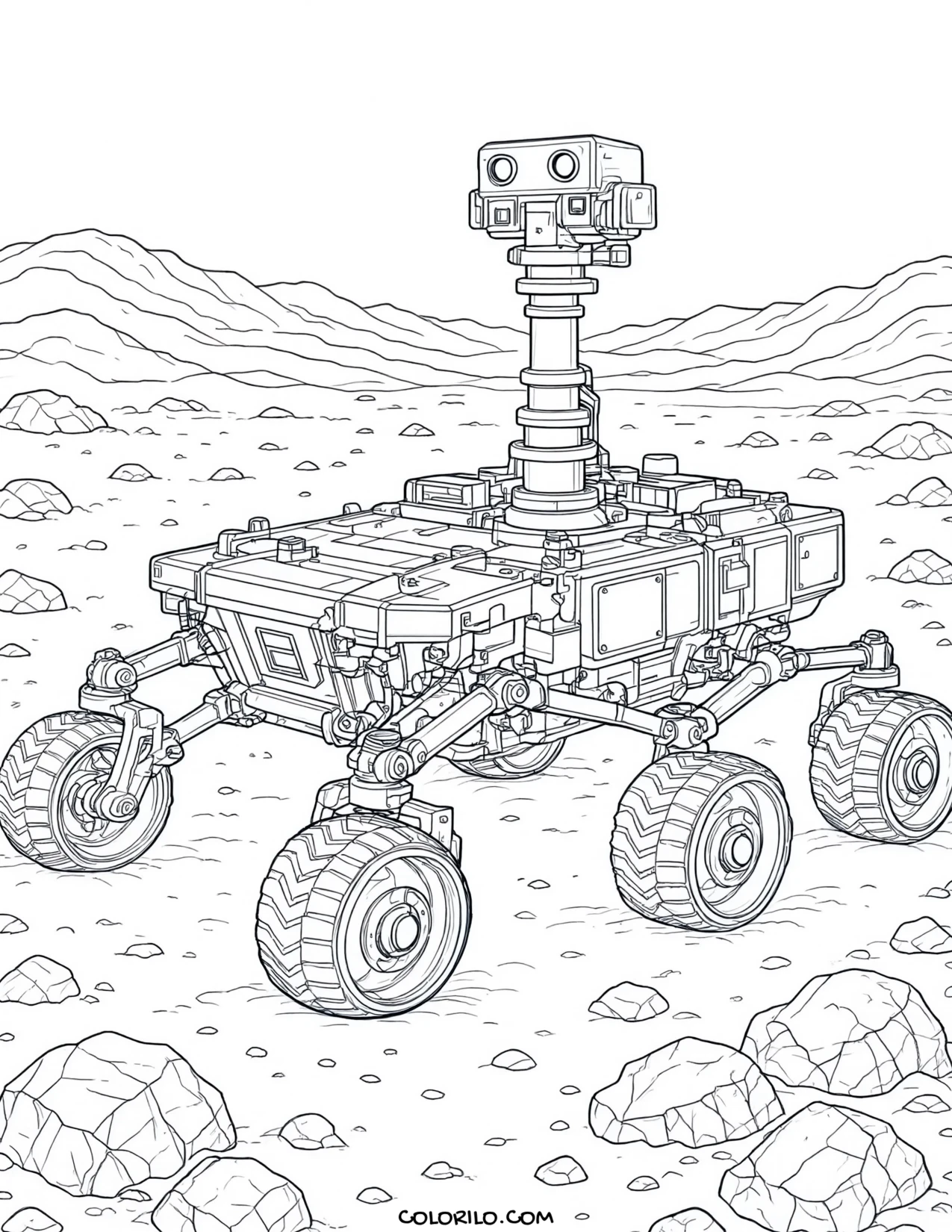 A Mars exploration rover coloring page
