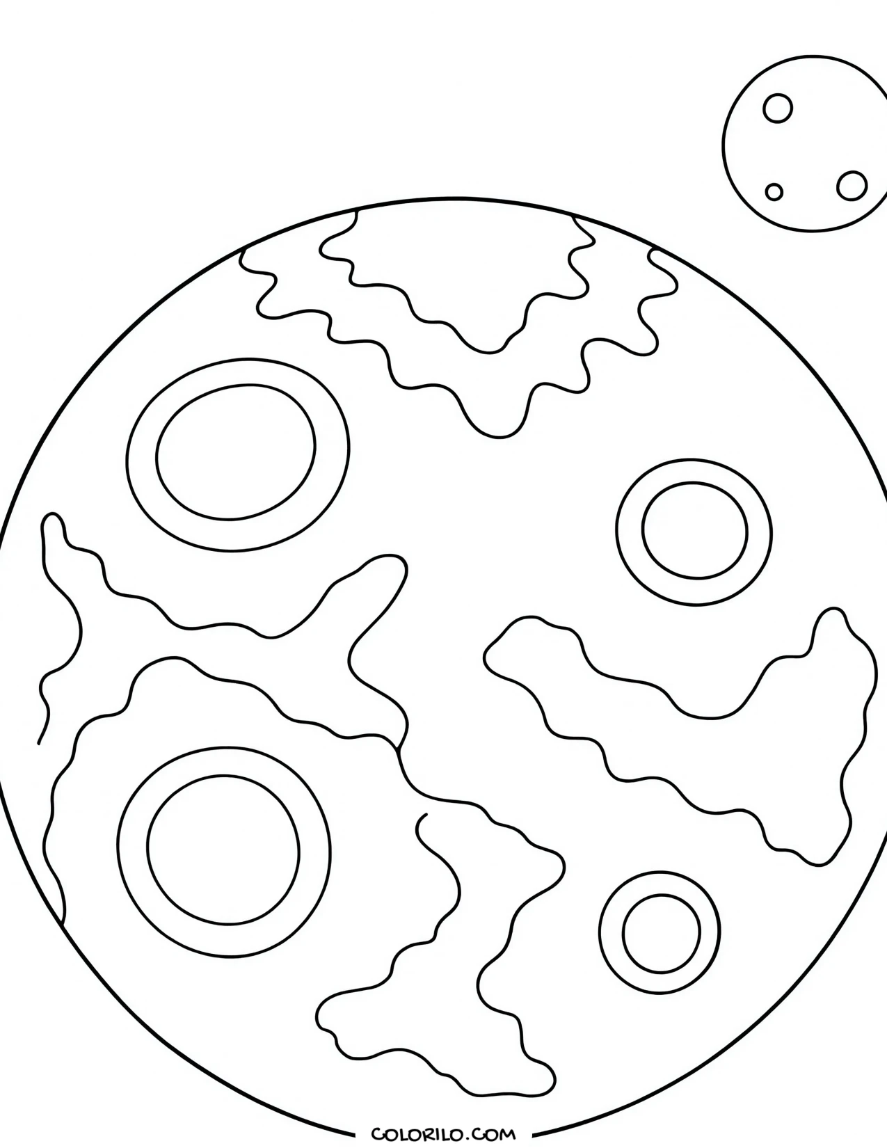 Mars showing its polar ice caps coloring page
