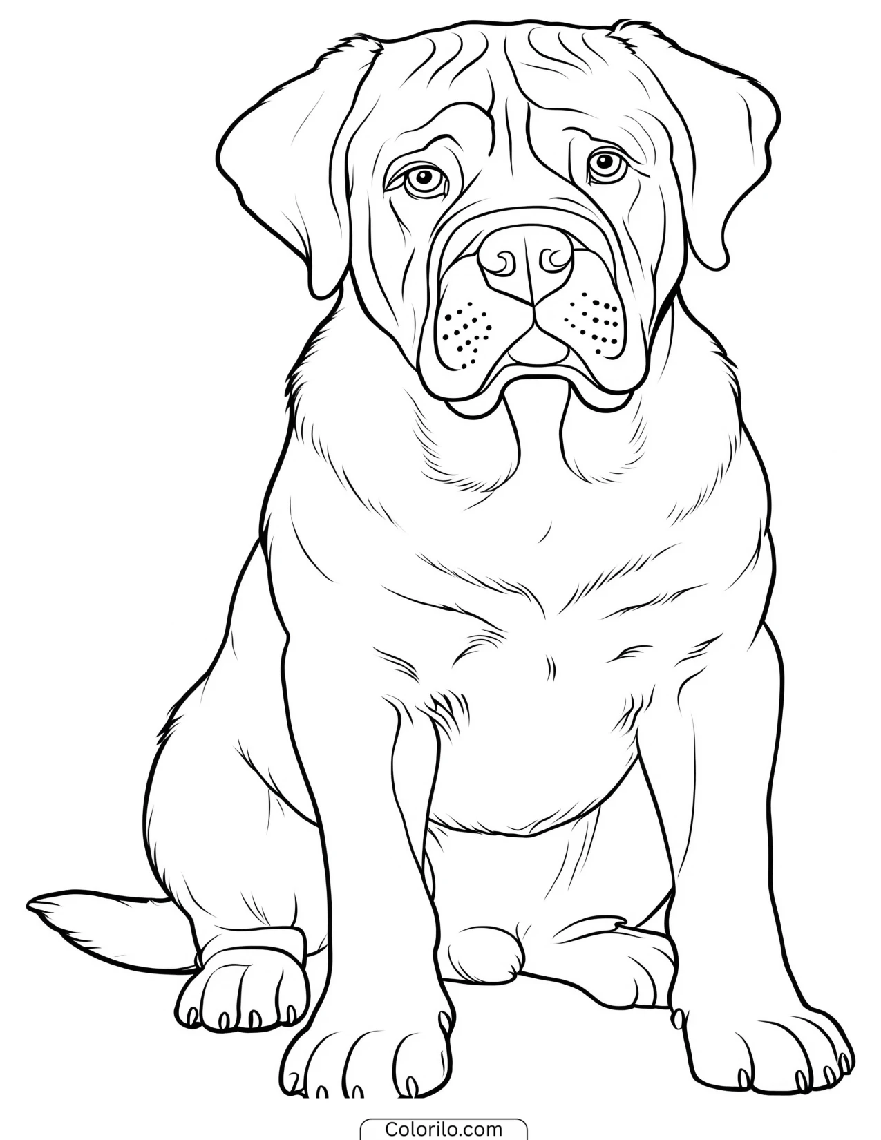 A Mastiff sitting gently coloring page