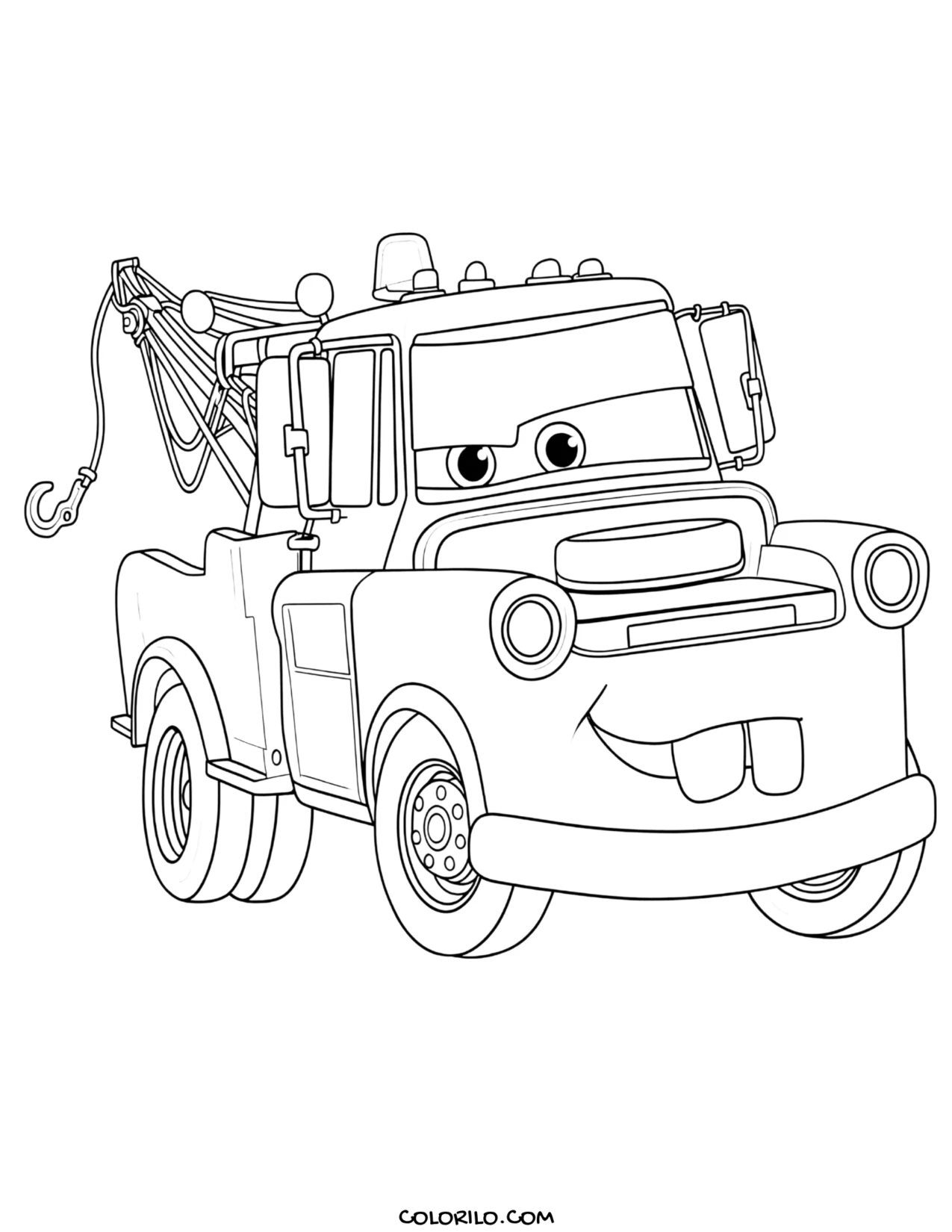 Mater the tow truck smiling coloring page