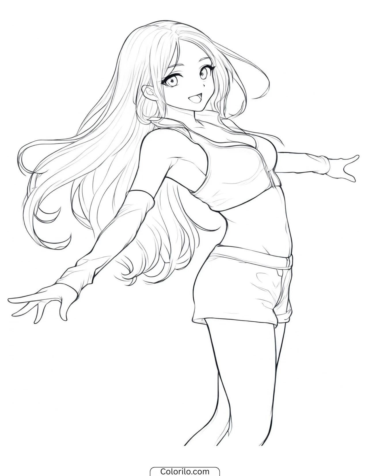 Megan of KATSEYE in a freestyle body roll coloring page
