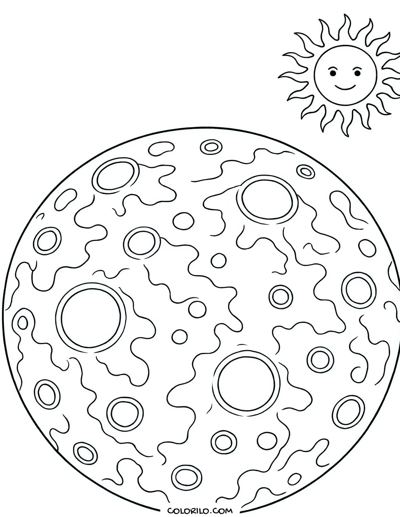 Mercury with its cratered surface coloring page