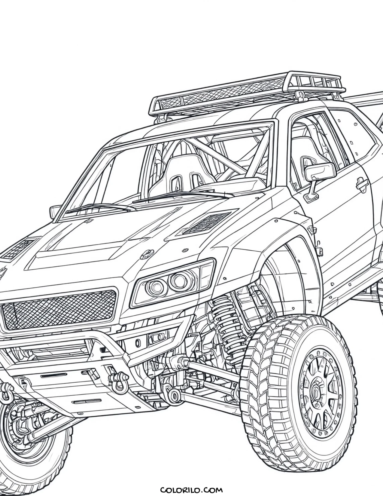 An off-road rally car coloring page