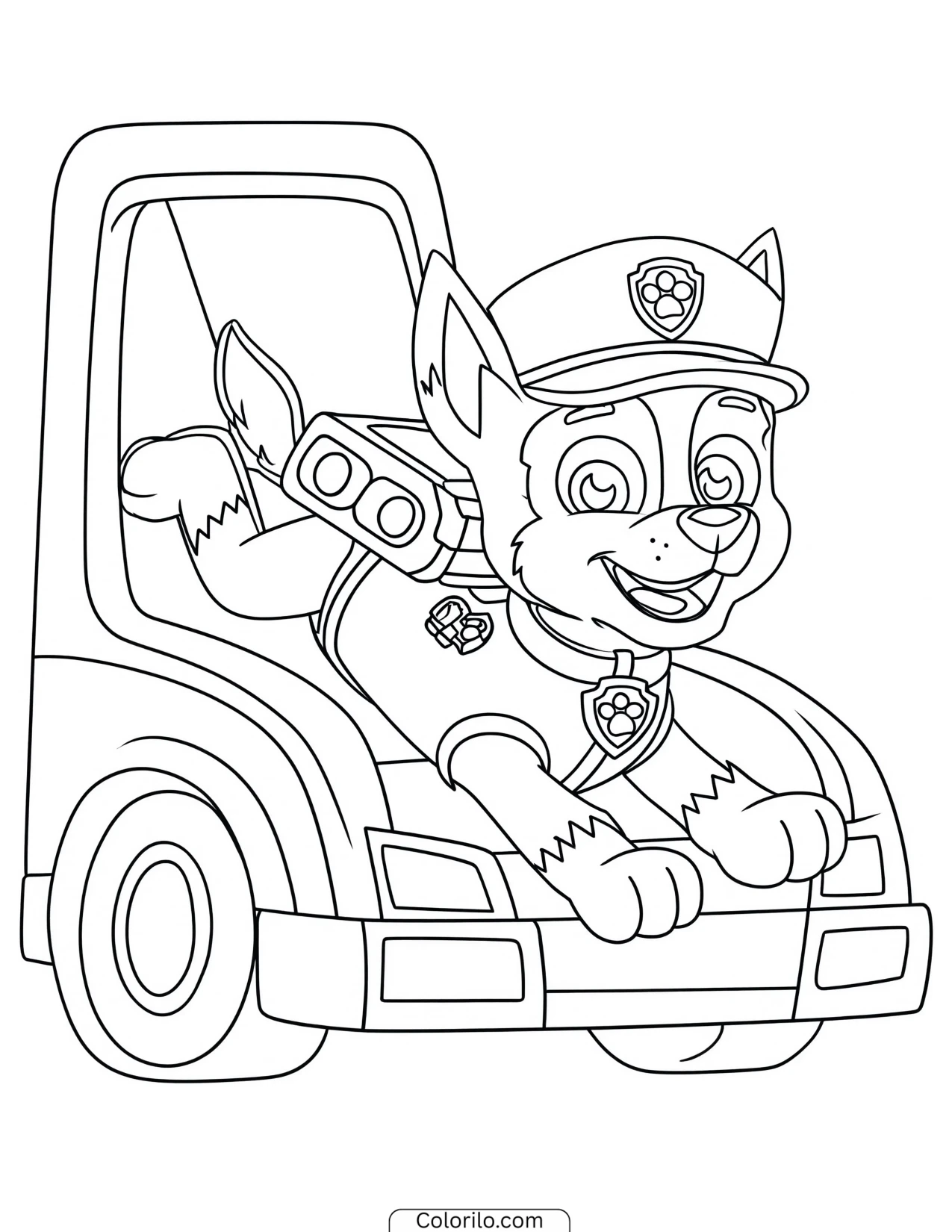 Chase launching the PAW Patroller coloring page