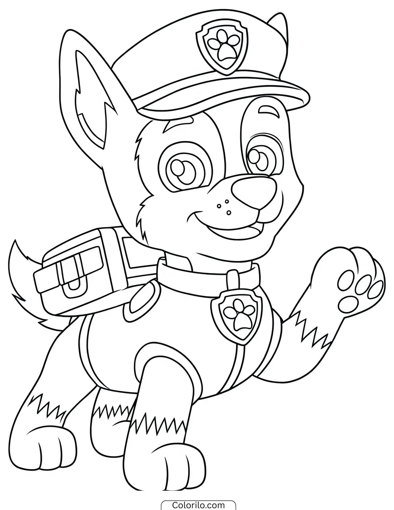 Chase leading a search and rescue mission coloring page