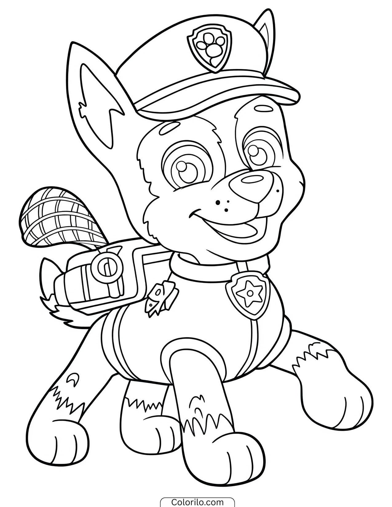 Chase throwing his police net coloring page