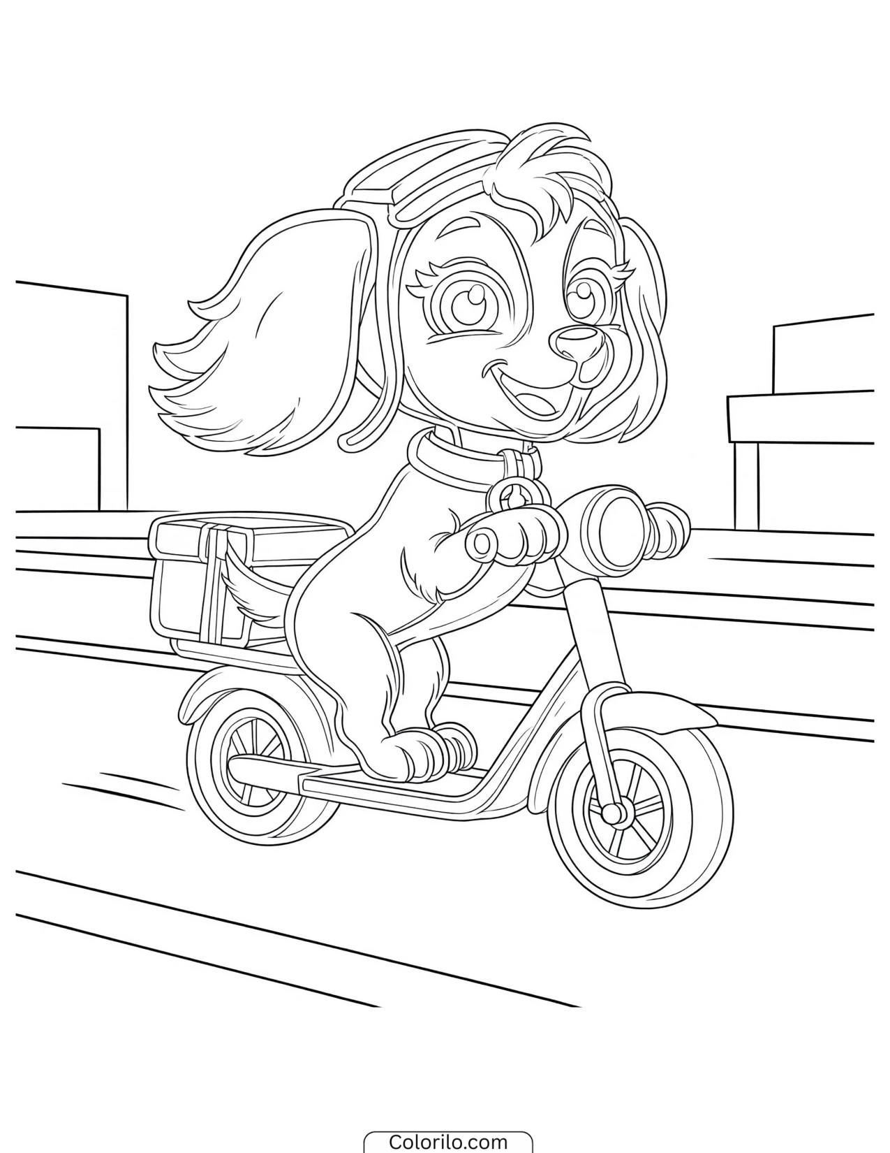Liberty delivering a package on her scooter coloring page