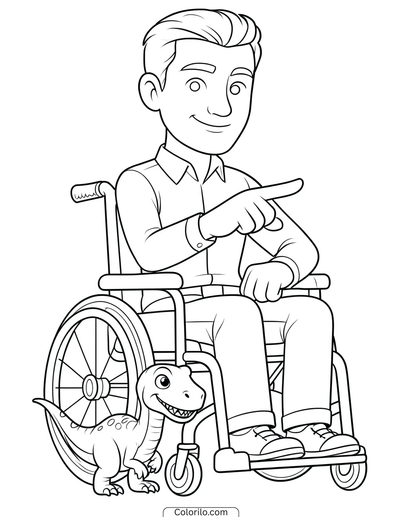 Rex leading a dinosaur mission coloring page