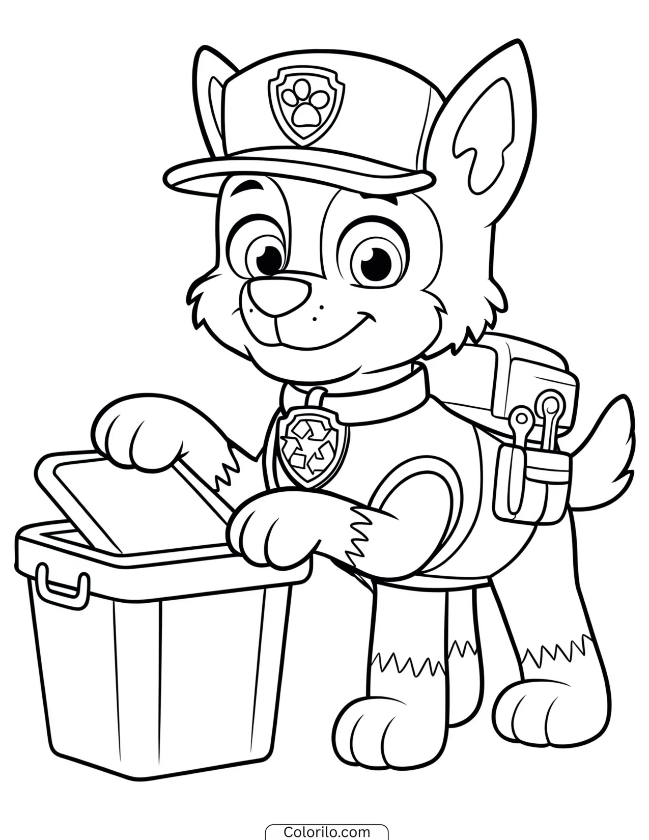 Rocky driving his recycling truck coloring page