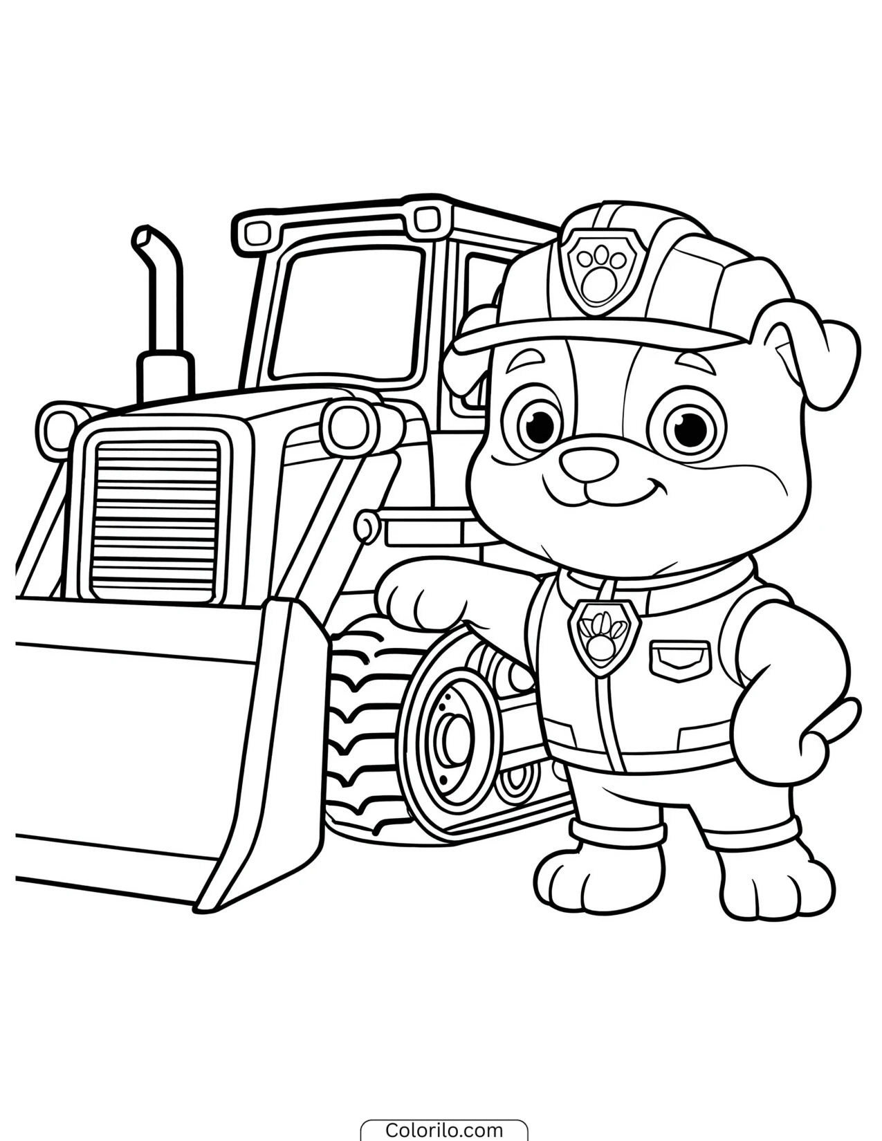Rubble with his tools ready to build coloring page