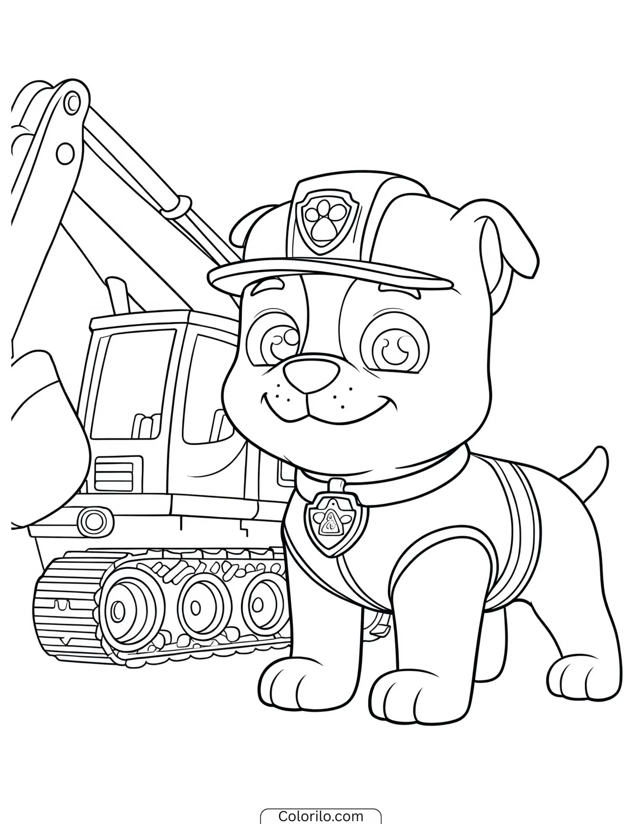 Rubble working his digger coloring page