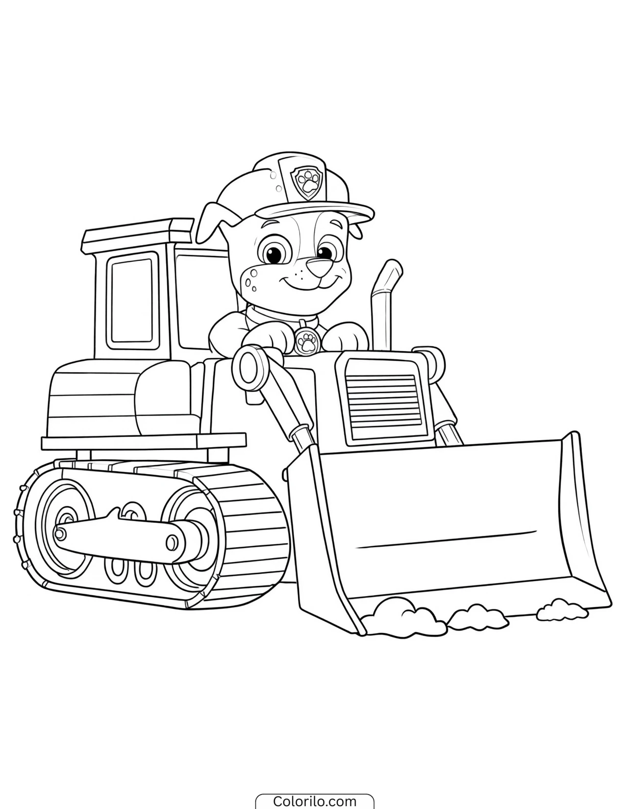 Rubble driving his bulldozer coloring page