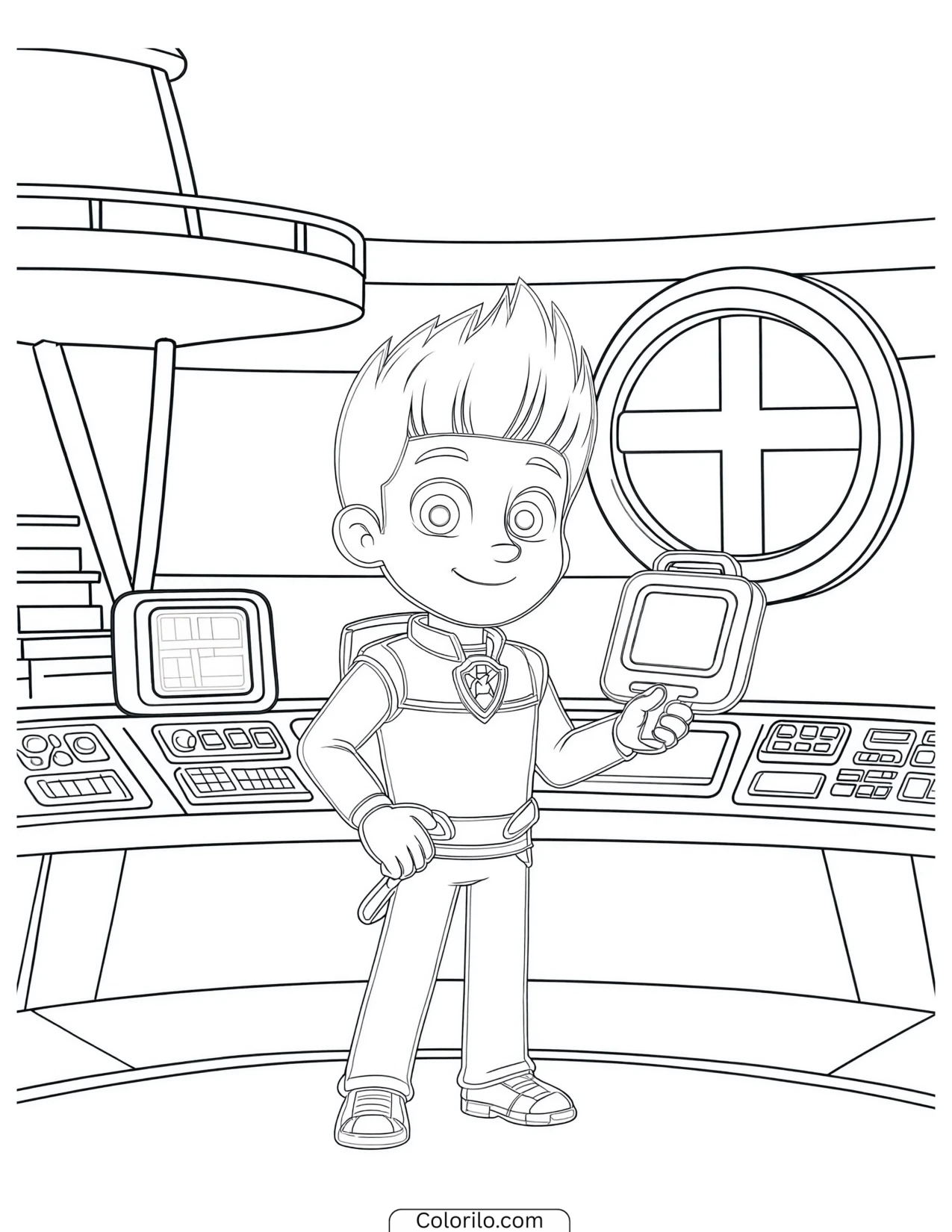Ryder calling the pups from the Lookout coloring page