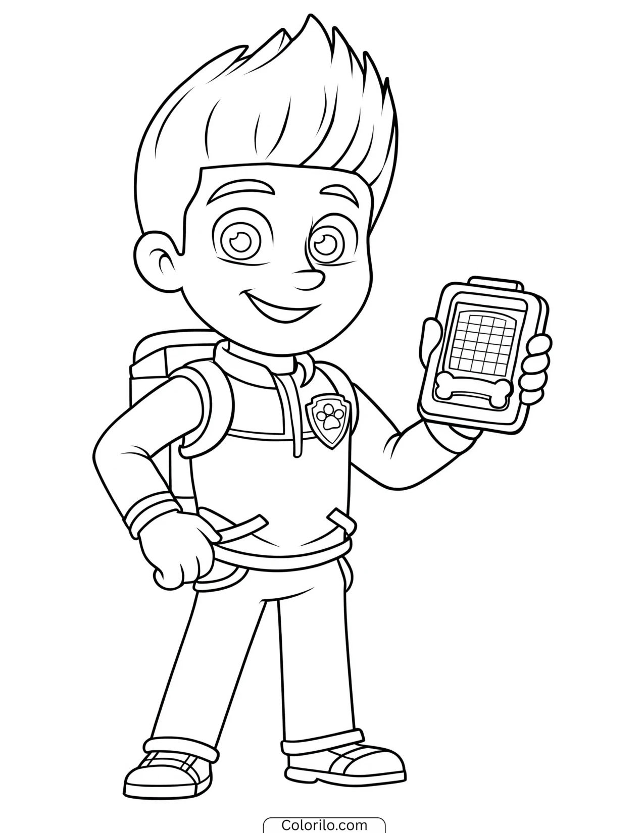 Ryder making a call on his Pup Pad coloring page