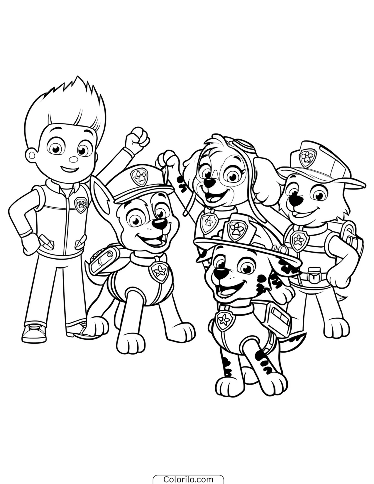 The team celebrating with high fives coloring page