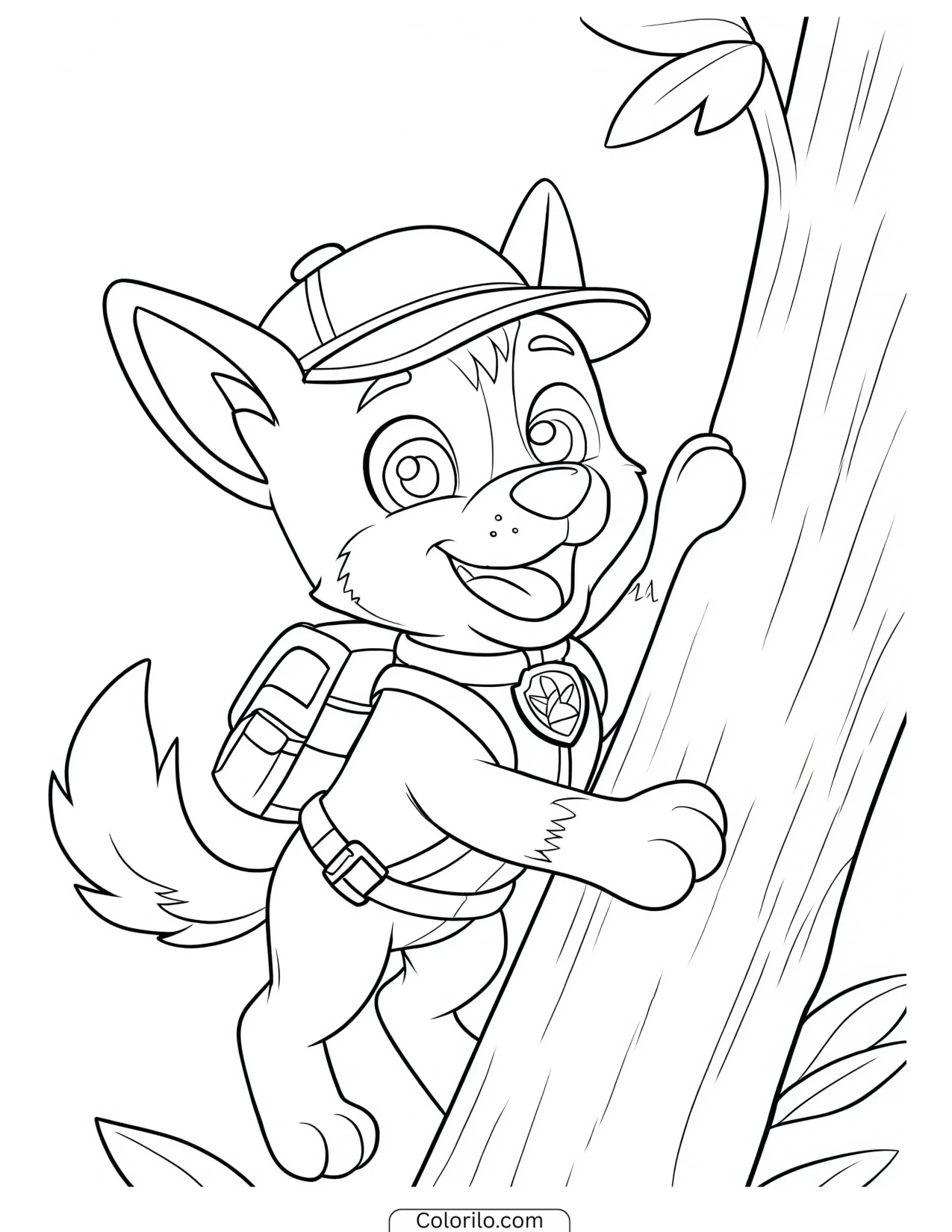 Tracker climbing a jungle vine coloring page
