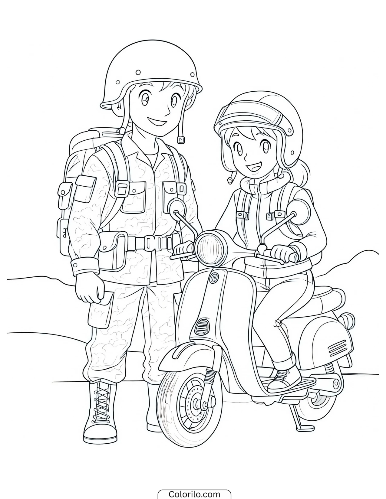 Tracker and Liberty on an adventure together coloring page